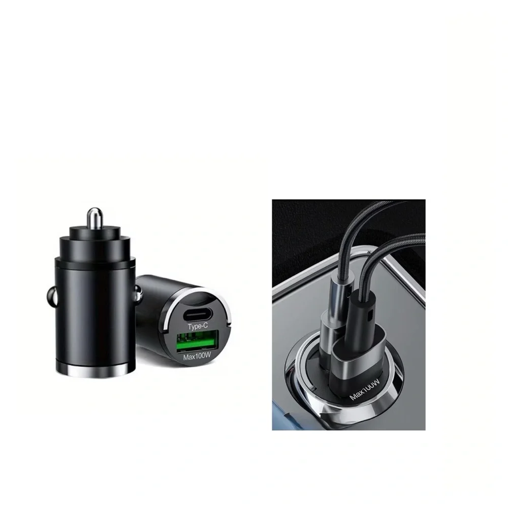 Universal Black USB-C & USB Car Charger - Fast 100W Charging